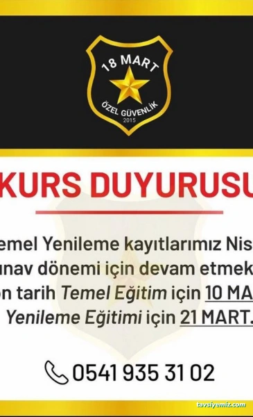 18 Mart Özel Güvenlik Ve Eğitim Hizmetleri Ticaret Limited Şirketi 18 Mart Özel Güvenlik Ve Eğitim Hizmetleri Ticaret Limited Şirketi