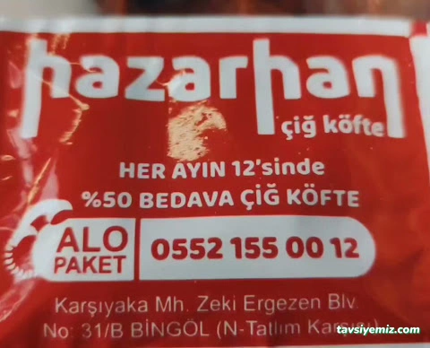Hazarhan Çiğköfte & Tavuklu Pilav Bingöl Hazarhan Çiğköfte & Tavuklu Pilav Bingöl