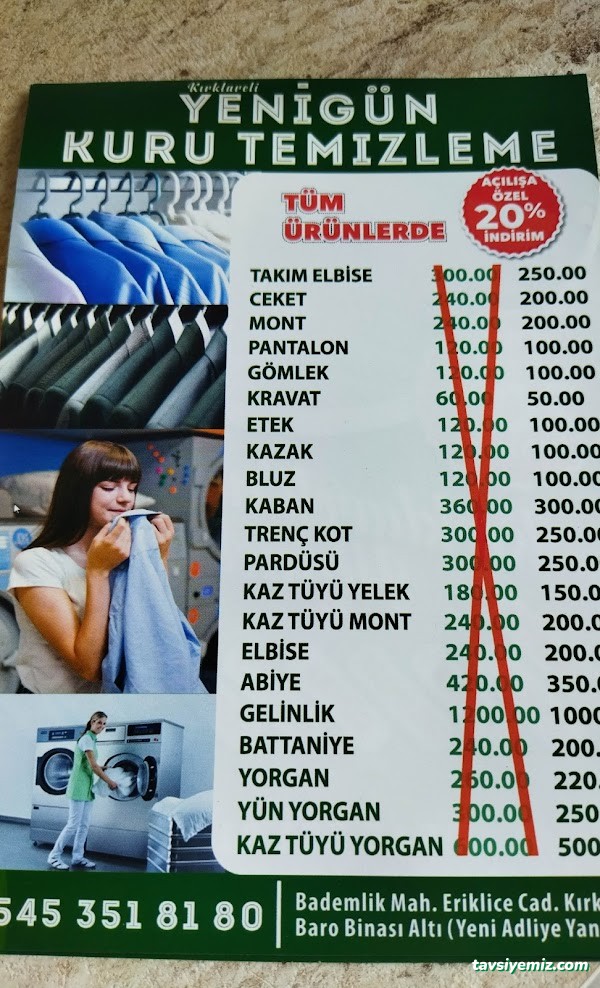 Kırklareli Yenigün Kuru Temizleme Kırklareli Yenigün Kuru Temizleme