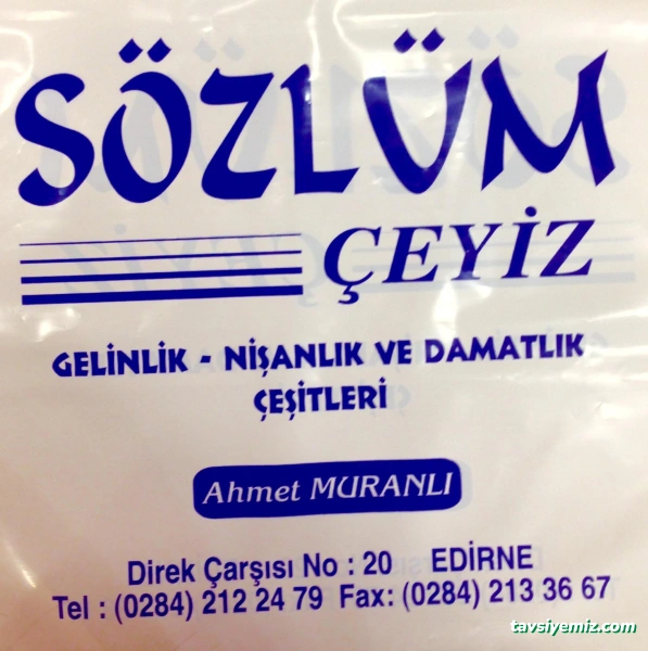 Sözlüm Çeyiz Mağazası Sözlüm Çeyiz Mağazası